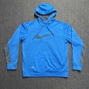 Nike Therma Fit Pullover Hoodie Sweatshirt Mens Medium Blue/Gray Pocket